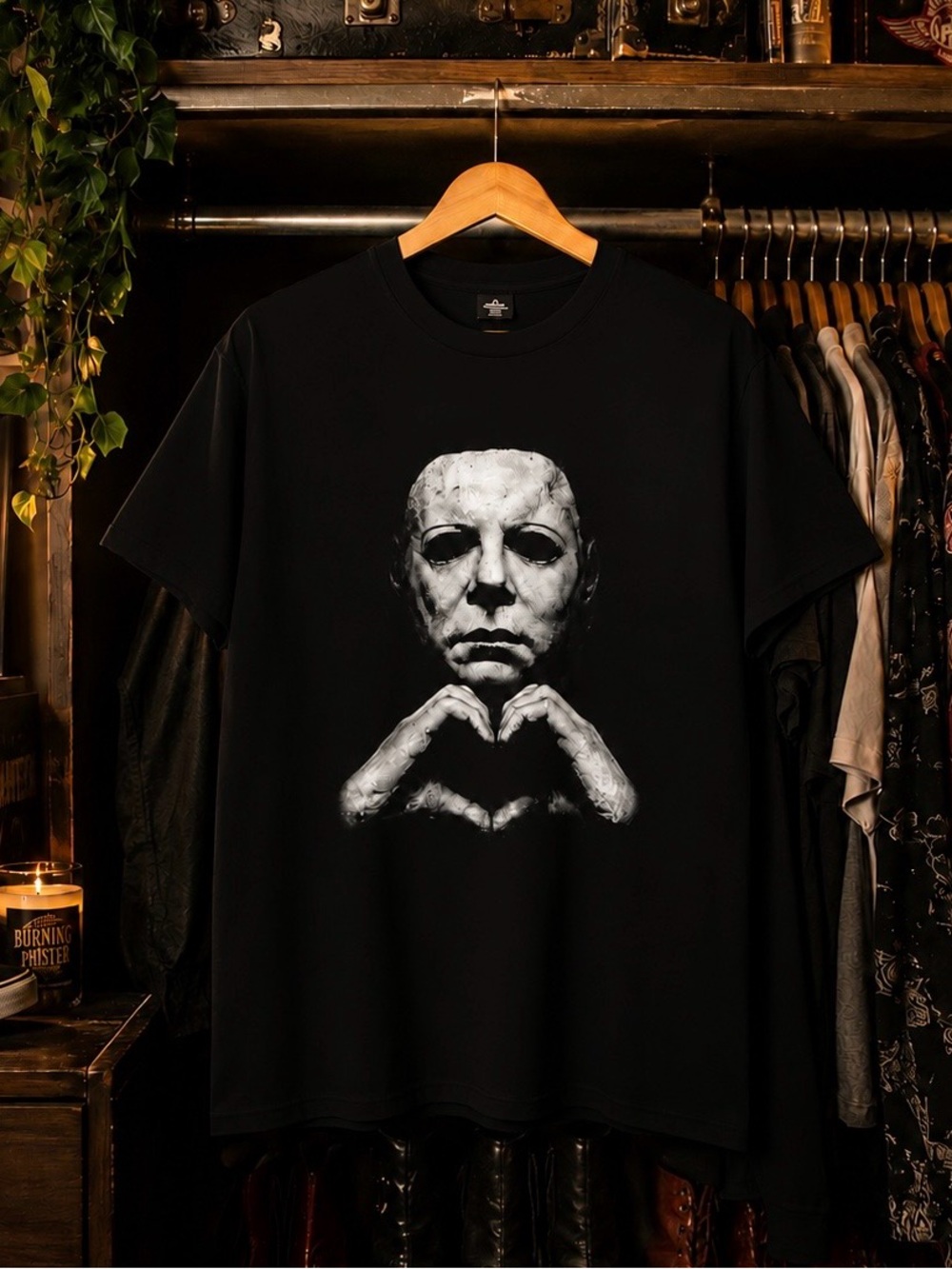 Black Graphic Michael Myers Hand Heart Tee XL